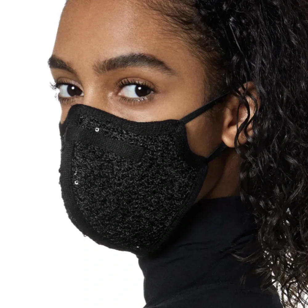 St John designer black sequined face mask New